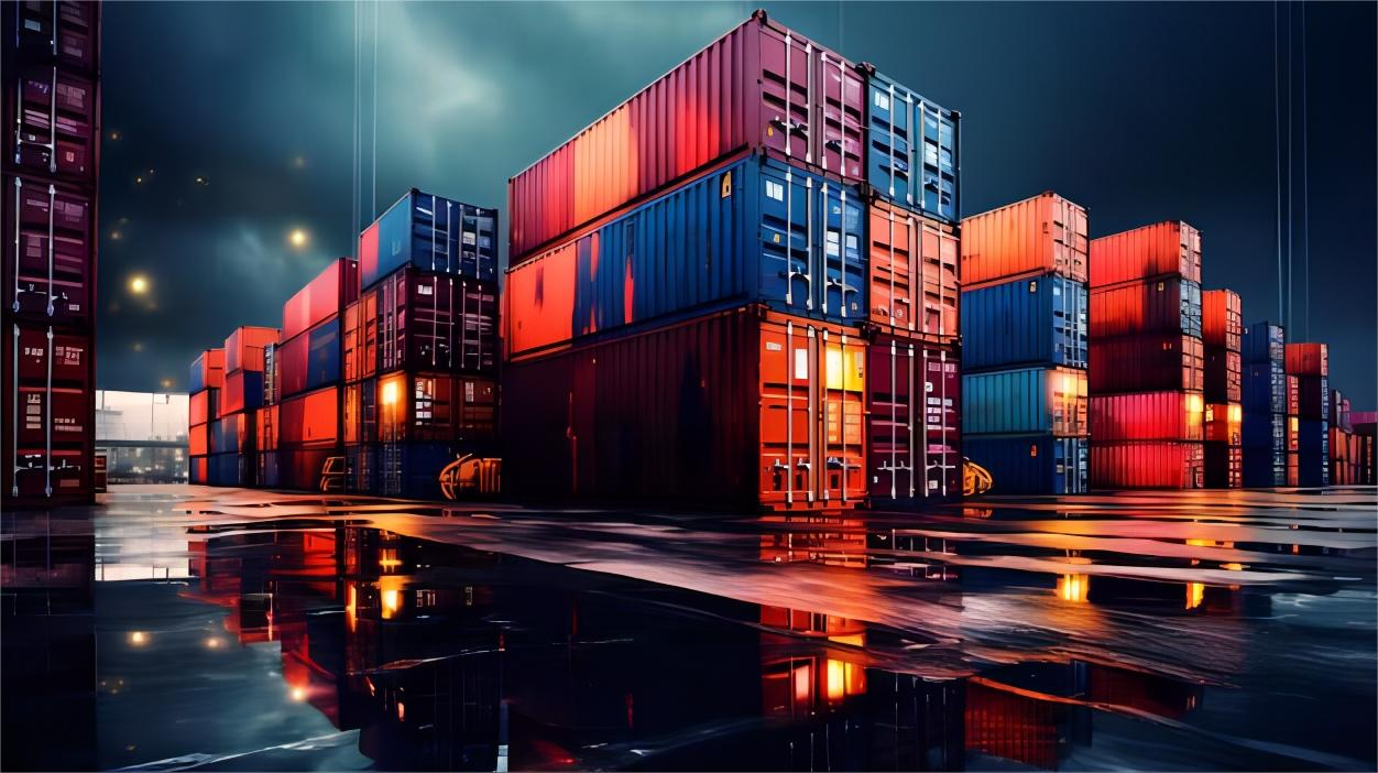 Cargo containers being loaded at a major Chinese port